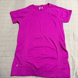 Athleta Pink Short Sleeve Athletic Top Women's Size L Nylon Spandex Stretch